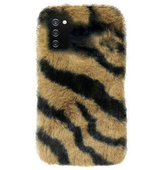 ADEL Siliconen Back Cover Softcase Hoesje voor Samsung Galaxy A02s - Luipaard Fluffy Bruin
