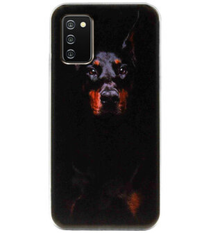 ADEL Siliconen Back Cover Softcase Hoesje voor Samsung Galaxy A02s - Dobermann Pinscher Hond