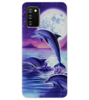 ADEL Kunststof Back Cover Hardcase Hoesje voor Samsung Galaxy A02s - Dolfijn Blauw