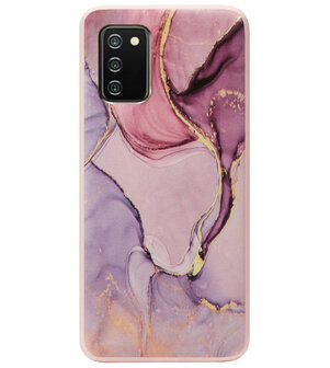 ADEL Siliconen Back Cover Softcase Hoesje voor Samsung Galaxy A02s - Marmer Roze Goud Paars