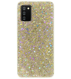 ADEL Premium Siliconen Back Cover Softcase Hoesje voor Samsung Galaxy A02s - Bling Bling Glitter Goud