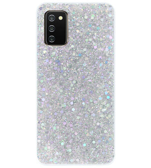ADEL Premium Siliconen Back Cover Softcase Hoesje voor Samsung Galaxy A02s - Bling Bling Glitter Zilver