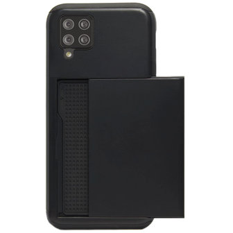 ADEL Kunststof Back Cover Hardcase Hoesje voor Samsung Galaxy A12/ M12 - Pasjeshouder Zwart