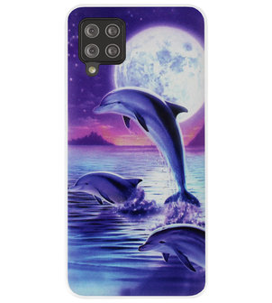 ADEL Kunststof Back Cover Hardcase Hoesje voor Samsung Galaxy A12/ M12 - Dolfijn Blauw