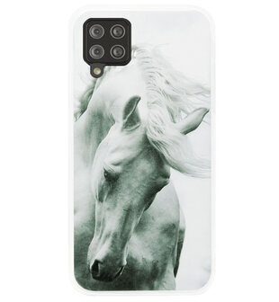 ADEL Siliconen Back Cover Softcase Hoesje voor Samsung Galaxy A12/ M12 - Paarden Wit