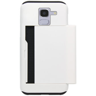 ADEL Kunststof Back Cover Hardcase Hoesje voor Samsung Galaxy J6 Plus (2018) - Pasjeshouder Wit