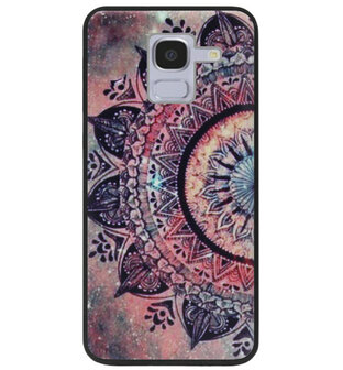 ADEL Siliconen Back Cover Softcase Hoesje voor Samsung Galaxy J6 Plus (2018) - Mandala Bloemen Rood