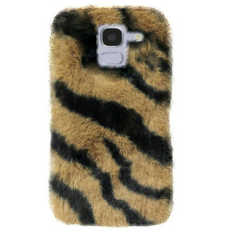 ADEL Siliconen Back Cover Softcase Hoesje voor Samsung Galaxy J6 Plus (2018) - Luipaard Fluffy Bruin