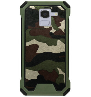 ADEL Kunststof Bumper Case Hoesje voor Samsung Galaxy J6 Plus (2018) - Camouflage Groen