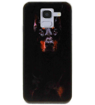 ADEL Siliconen Back Cover Softcase Hoesje voor Samsung Galaxy J6 Plus (2018) - Dobermann Pinscher Hond