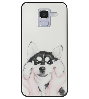 ADEL Siliconen Back Cover Softcase Hoesje voor Samsung Galaxy J6 Plus (2018) - Husky Hond