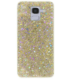 ADEL Premium Siliconen Back Cover Softcase Hoesje voor Samsung Galaxy J6 Plus (2018) - Bling Bling Glitter Goud