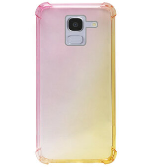 ADEL Siliconen Back Cover Softcase Hoesje voor Samsung Galaxy J6 Plus (2018) - Kleurovergang Roze Geel