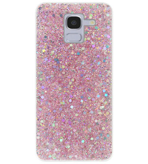 ADEL Premium Siliconen Back Cover Softcase Hoesje voor Samsung Galaxy J6 Plus (2018) - Bling Bling Roze