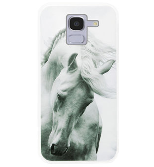 ADEL Siliconen Back Cover Softcase Hoesje voor Samsung Galaxy J6 Plus (2018) - Paarden