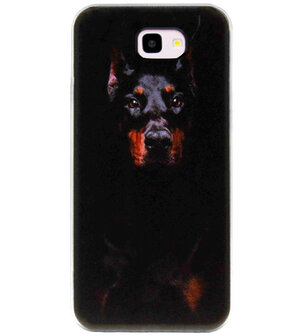 ADEL Siliconen Back Cover Softcase Hoesje voor Samsung Galaxy J4 Plus - Dobermann Pinscher Hond