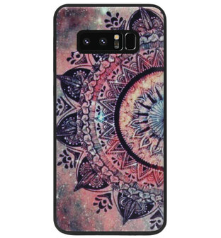 ADEL Siliconen Back Cover Softcase Hoesje voor Samsung Galaxy Note 8 - Mandala Bloemen Rood