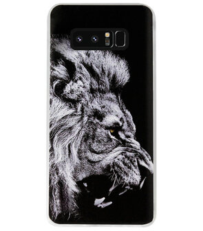 ADEL Siliconen Back Cover Softcase Hoesje voor Samsung Galaxy Note 8 - Leeuw Zwart