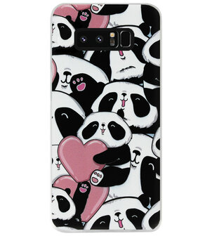 ADEL Siliconen Back Cover Softcase Hoesje voor Samsung Galaxy Note 8 - Panda Hartjes