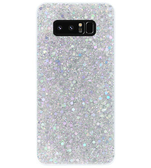 ADEL Premium Siliconen Back Cover Softcase Hoesje voor Samsung Galaxy Note 8 - Bling Bling Glitter Zilver