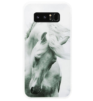 ADEL Siliconen Back Cover Softcase Hoesje voor Samsung Galaxy Note 8 - Paarden Wit