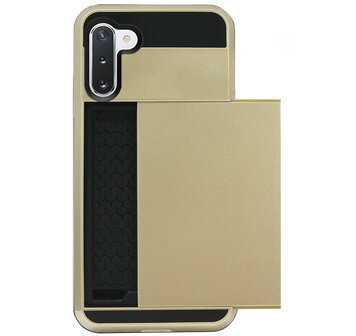 ADEL Kunststof Back Cover Hardcase Hoesje voor Samsung Galaxy Note 10 - Pasjeshouder Goud