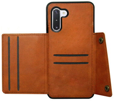 ADEL Kunstleren Back Cover Pasjeshouder Hoesje voor Samsung Galaxy Note 10 - Bruin