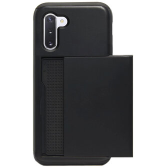 ADEL Kunststof Back Cover Hardcase Hoesje voor Samsung Galaxy Note 10 - Pasjeshouder Zwart
