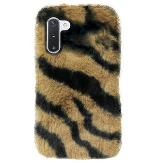 ADEL Siliconen Back Cover Softcase Hoesje voor Samsung Galaxy Note 10 - Luipaard Fluffy Bruin