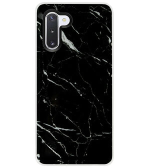 ADEL Siliconen Back Cover Softcase Hoesje voor Samsung Galaxy Note 10 - Marmer Zwart