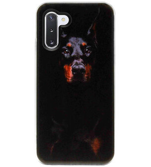 ADEL Siliconen Back Cover Softcase Hoesje voor Samsung Galaxy Note 10 - Dobermann Pinscher Hond