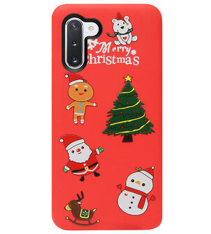 ADEL Siliconen Back Cover Softcase Hoesje voor Samsung Galaxy Note 10 - Kerstmis Rood