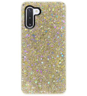 ADEL Premium Siliconen Back Cover Softcase Hoesje voor Samsung Galaxy Note 10 - Bling Bling Glitter Goud