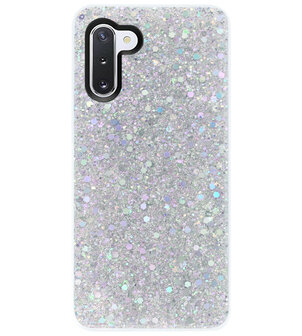 ADEL Premium Siliconen Back Cover Softcase Hoesje voor Samsung Galaxy Note 10 - Bling Bling Glitter Zilver