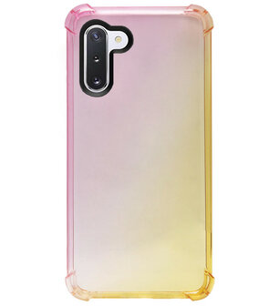 ADEL Siliconen Back Cover Softcase Hoesje voor Samsung Galaxy Note 10 - Kleurovergang Roze Geel