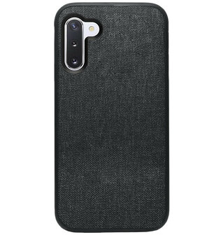 ADEL Siliconen Back Cover Softcase Hoesje voor Samsung Galaxy Note 10 Plus - Stoffen Textiel Zwart
