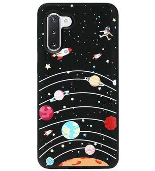 ADEL Siliconen Back Cover Softcase Hoesje voor Samsung Galaxy Note 10 Plus - Ruimte Heelal Cartoon