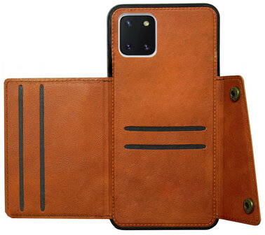 ADEL Kunstleren Back Cover Pasjeshouder Hoesje voor Samsung Galaxy Note 10 Lite - Bruin