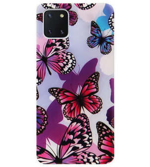ADEL Siliconen Back Cover Softcase Hoesje voor Samsung Galaxy Note 10 Lite - Vlinder Roze