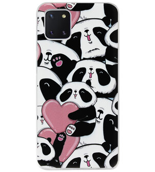 ADEL Siliconen Back Cover Softcase Hoesje voor Samsung Galaxy Note 10 Lite - Panda Hartjes