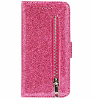 ADEL Kunstleren Book Case Pasjes Portemonnee Hoesje voor Samsung Galaxy Note 10 Lite - Bling Bling Glitter Roze