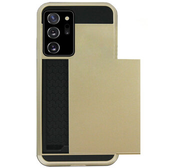 ADEL Kunststof Back Cover Hardcase Hoesje voor Samsung Galaxy Note 20 - Pasjeshouder Goud
