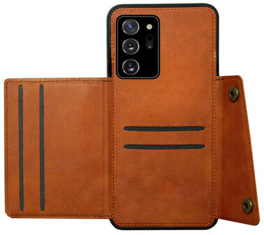 ADEL Kunstleren Back Cover Pasjeshouder Hoesje voor Samsung Galaxy Note 20 - Bruin