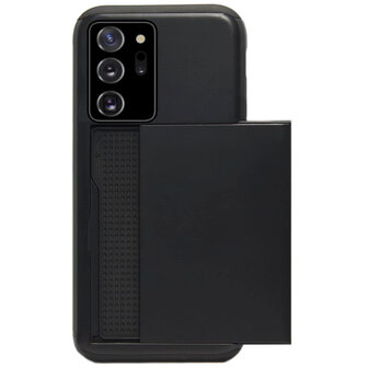 ADEL Kunststof Back Cover Hardcase Hoesje voor Samsung Galaxy Note 20 - Pasjeshouder Zwart