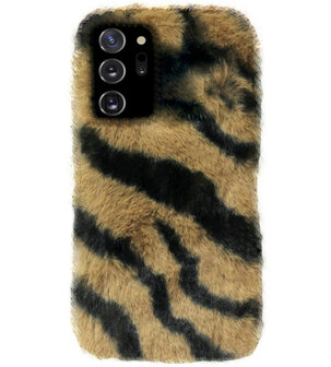 ADEL Siliconen Back Cover Softcase Hoesje voor Samsung Galaxy Note 20 - Luipaard Fluffy Bruin