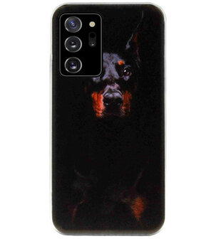 ADEL Siliconen Back Cover Softcase Hoesje voor Samsung Galaxy Note 20 - Dobermann Pinscher Hond