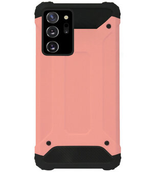 WLONS Rubber Kunststof Bumper Case Hoesje voor Samsung Galaxy Note 20 - Goud Rose