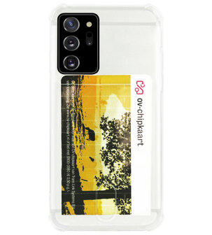 ADEL Siliconen Back Cover Softcase Hoesje voor Samsung Galaxy Note 20 - Pasjeshouder Doorzichtig