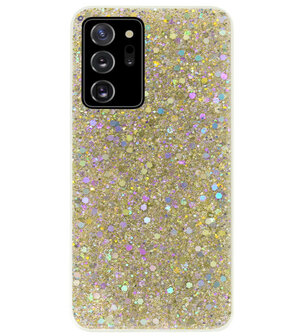 ADEL Premium Siliconen Back Cover Softcase Hoesje voor Samsung Galaxy Note 20 - Bling Bling Glitter Goud