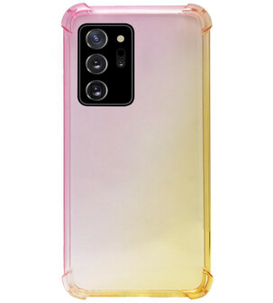 ADEL Siliconen Back Cover Softcase Hoesje voor Samsung Galaxy Note 20 - Kleurovergang Roze Geel